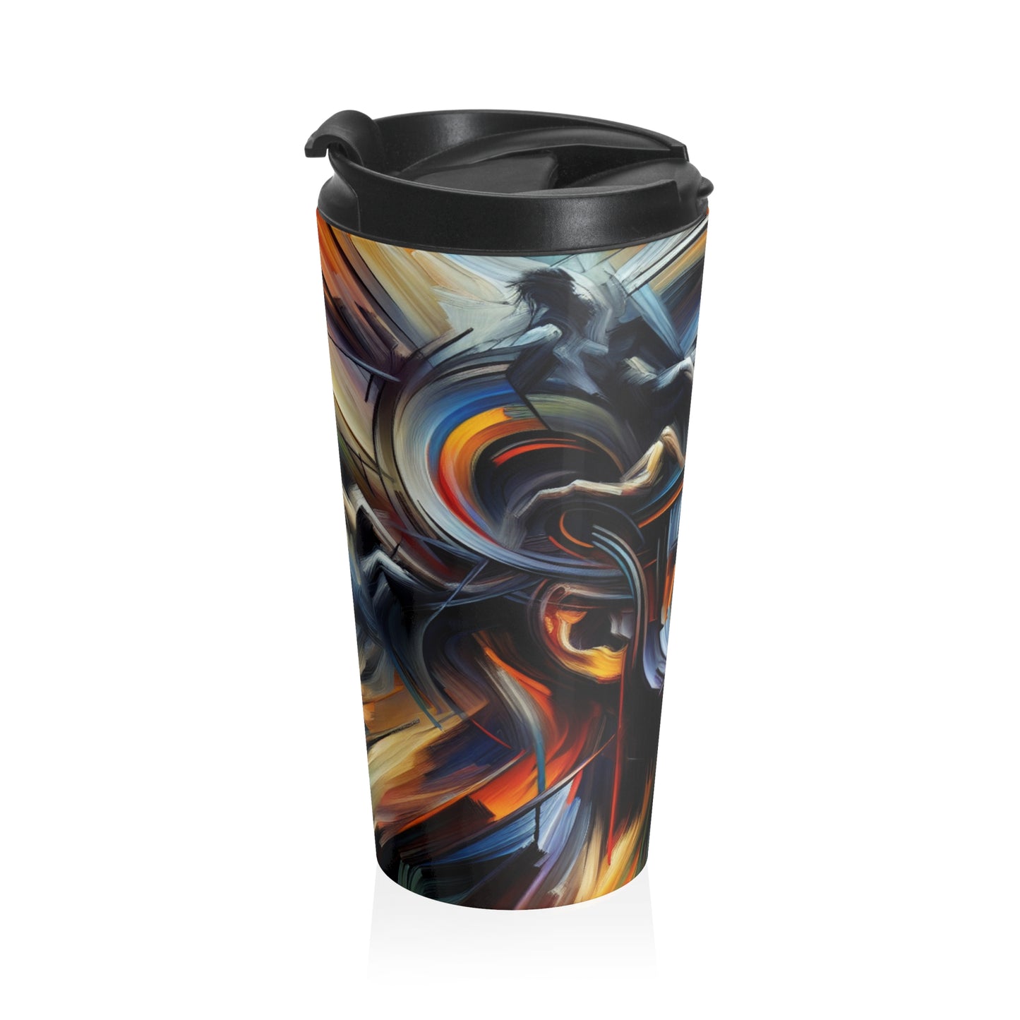 "Night Pulse: Expressions of Urban Chaos" - The Alien Stainless Steel Travel Mug Expressionism