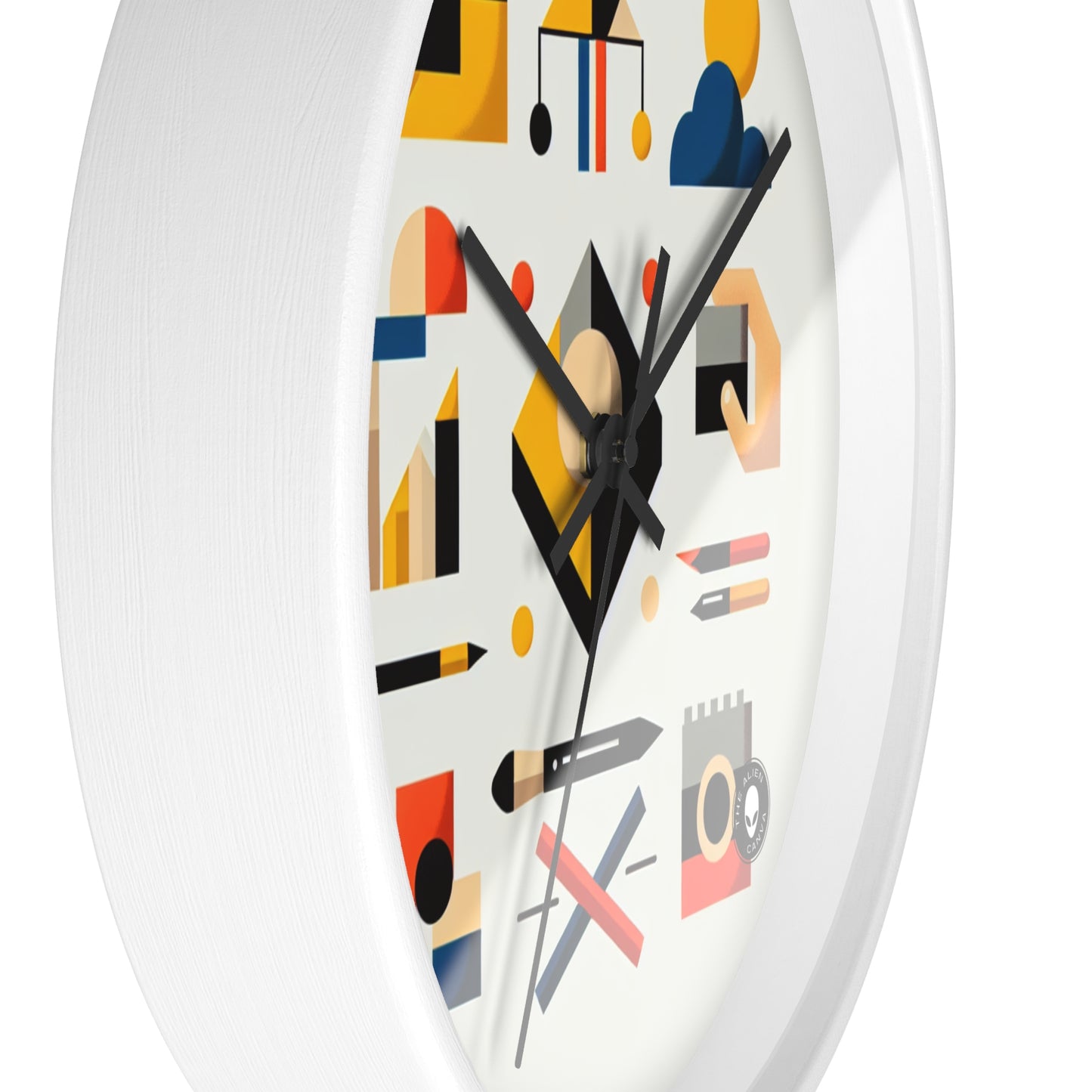 "Geometría tranquila: arte paisajístico minimalista" - El reloj de pared alienígena Arte minimalista