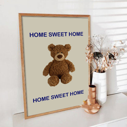 Modern Nordic Cute Animal Bear Poster Wall Decor Art Canvas Painting