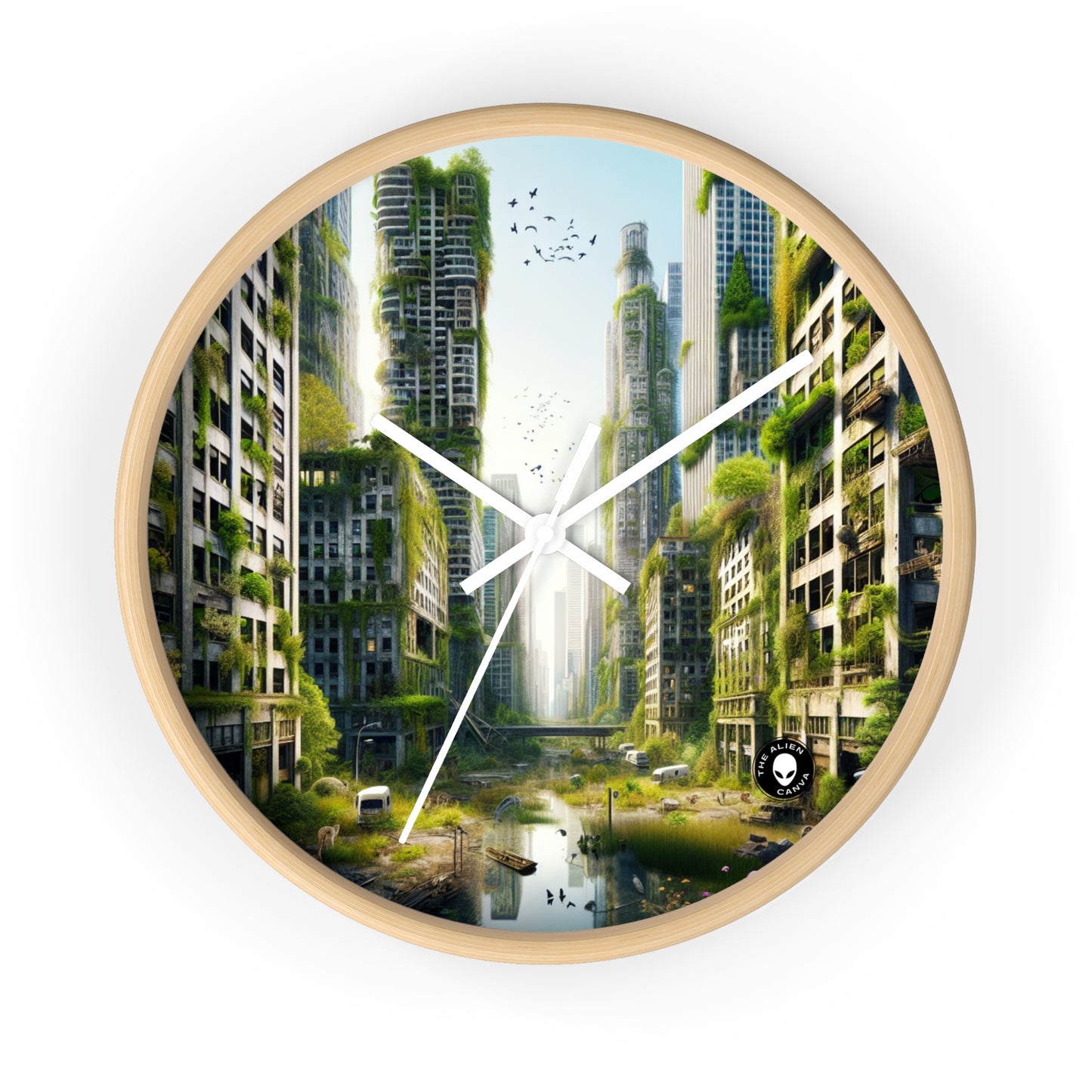 « La reconquête de la nature : une jungle urbaine futuriste » – L'horloge murale Alien