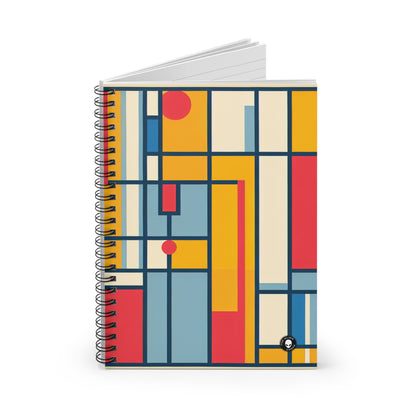 "De Stijl Grid: A Minimalist Color Composition" - The Alien Spiral Notebook (Ruled Line) De Stijl