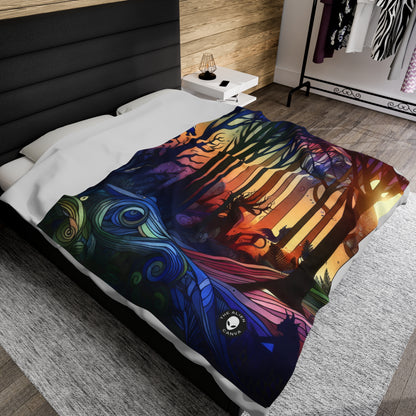 "Mystical Twilight: Creatures in the Forest" - The Alien Velveteen Plush Blanket