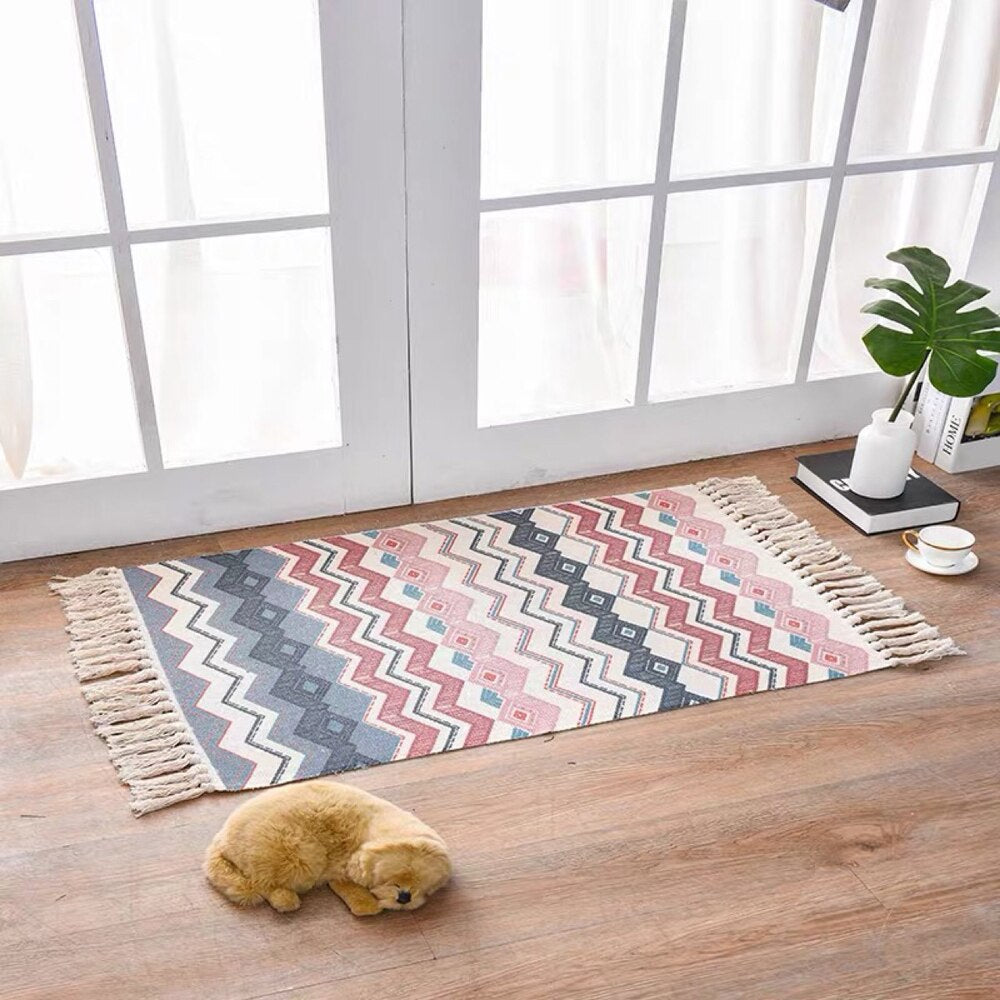 Tapis en coton et lin de style scandinave