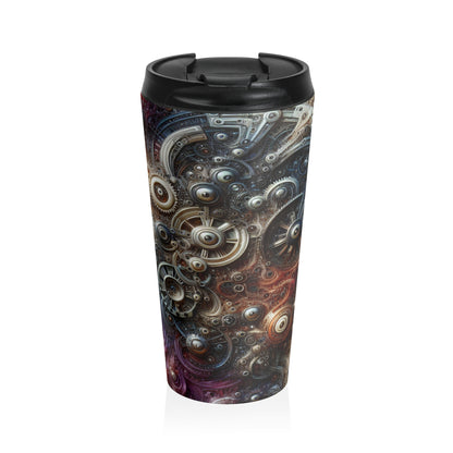 "Cybernetic Sentinel: A Futuristic Fusion of Man and Machine" - The Alien Stainless Steel Travel Mug Bio-mechanical Art