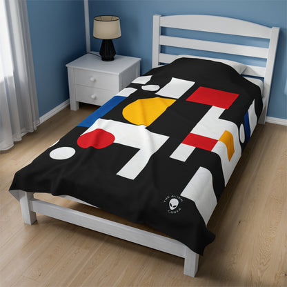 "Suprematic Harmony: Exploring Geometric Composition with Bold Colors" - The Alien Velveteen Plush Blanket Suprematism