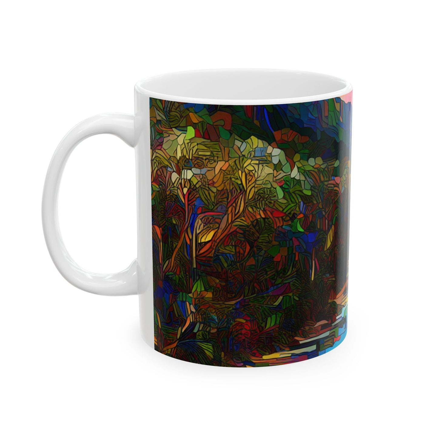 "Caleidoscopio amazónico": taza de cerámica extraterrestre de 11 oz