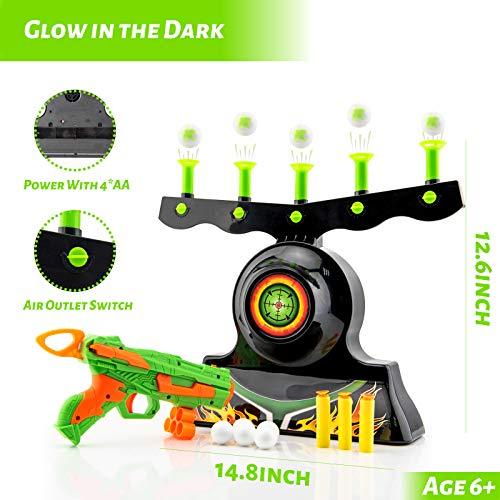 Cibles de tir pour armes à feu Jeu de tir Glow In The Dark Balle flottante Cible Jouets d'entraînement pour enfants Garçons Hover Shot 1 Blaster Toy Gun 10 balles en mousse souple 3 fléchettes Cadeau, plate-forme Amazon interdite