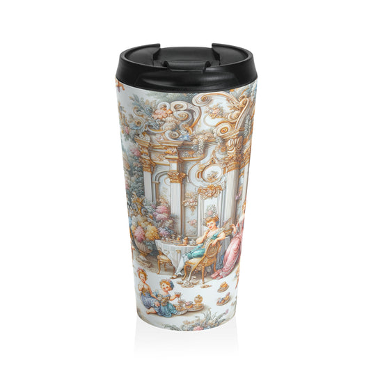 "A Garden of Rococo Delights: A Whimsical Extravaganza" - The Alien Stainless Steel Travel Mug Rococo