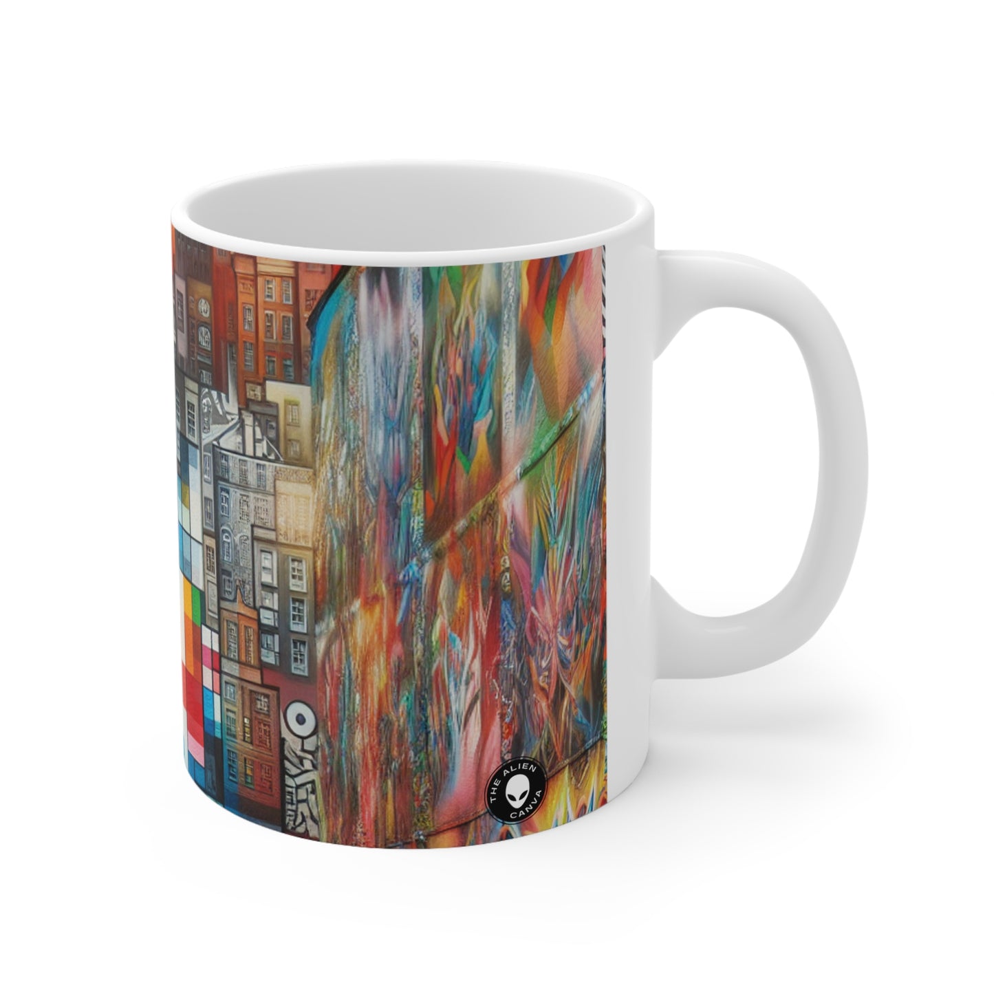 "Revolting Renaissance: A Vibrant Urban Uprising" - La tasse en céramique Alien 11oz Street Art / Graffiti