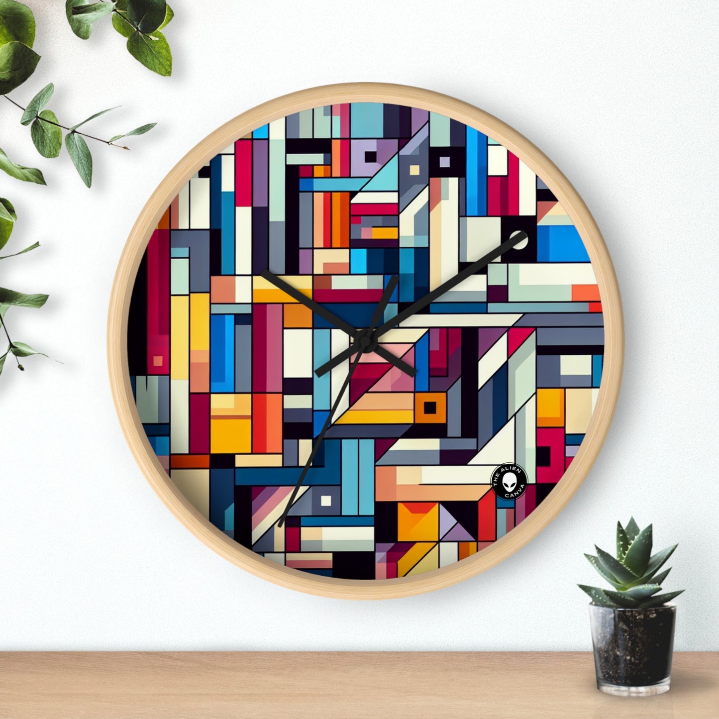 "Futuristic Cityscape: A Geometric Perception" - The Alien Wall Clock Hard-edge Painting