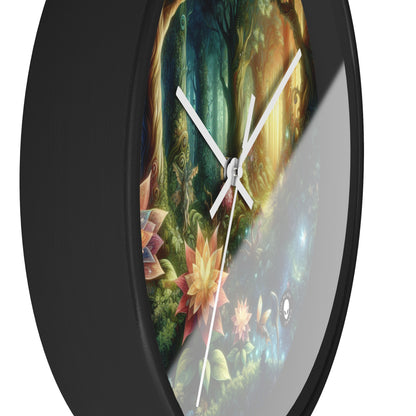 Enchanted Woodland: Glowing Blossoms and Mystical Beings - The Alien Wall Clock