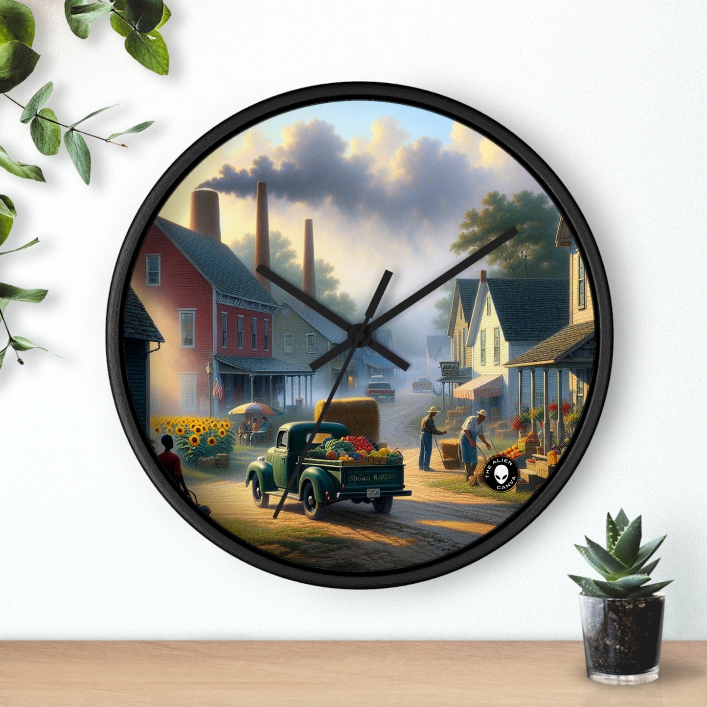 "Harvest Tranquility: A Midwest Farm Scene" - The Alien Wall Clock Regionalism