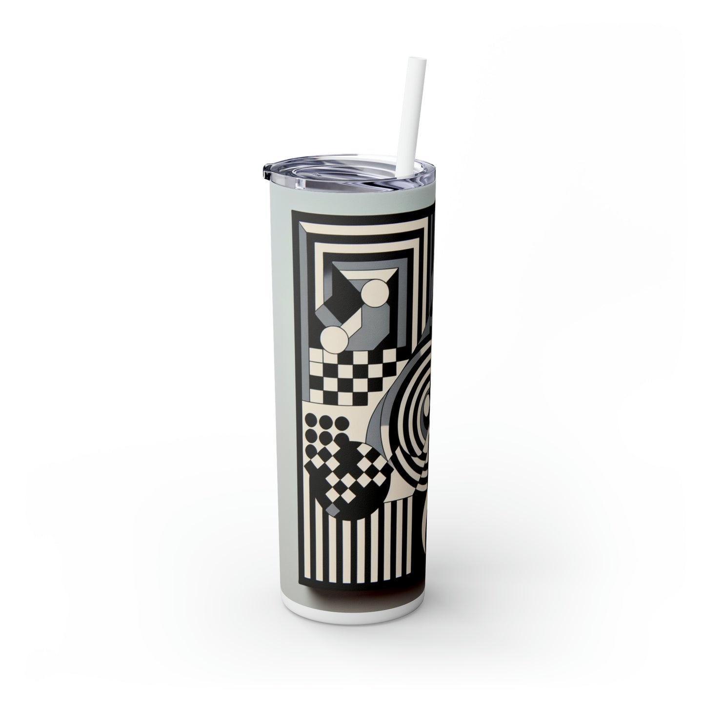 "Mesmerize: Geometría audaz de Op Art en blanco y negro": el vaso delgado con pajita de Alien Maars® de 20 oz Op Art