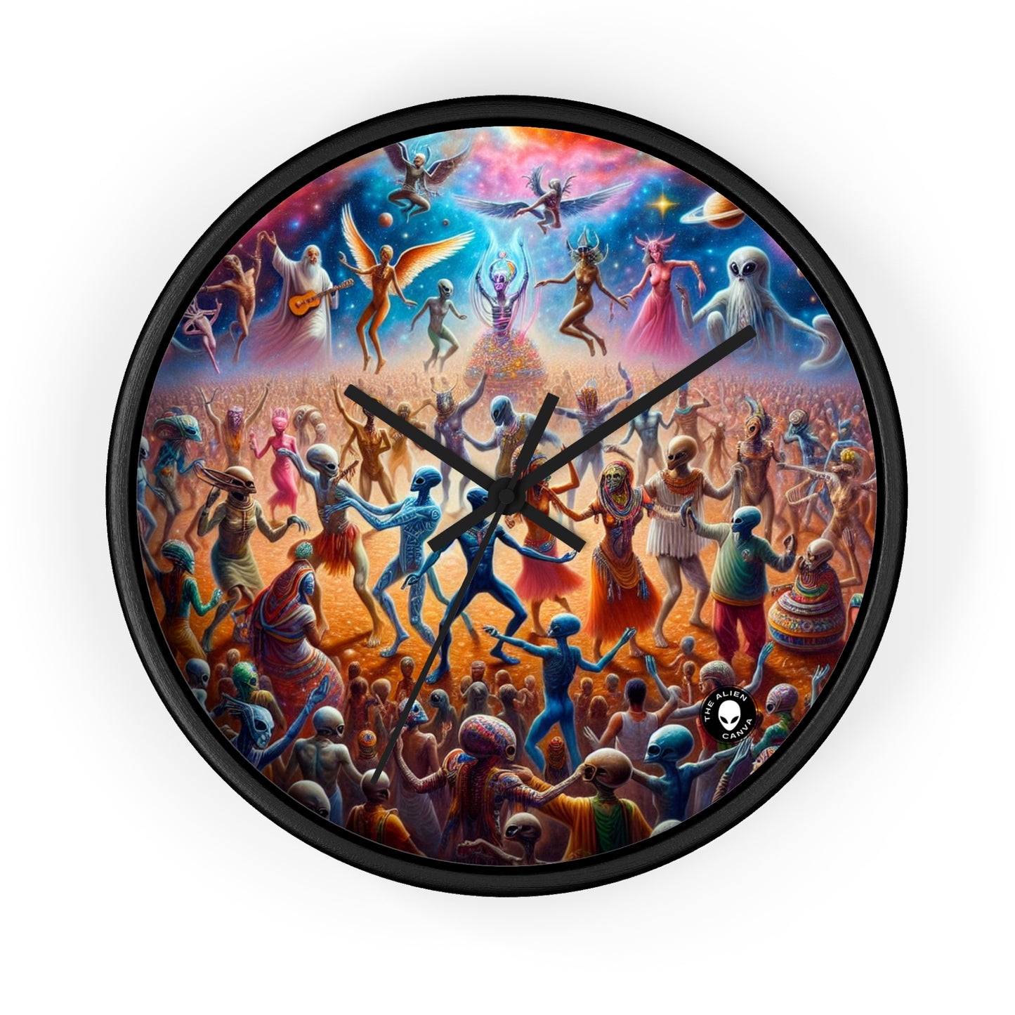 "Interstellar Rave: Embracing Cosmic Unity" - The Alien Wall Clock