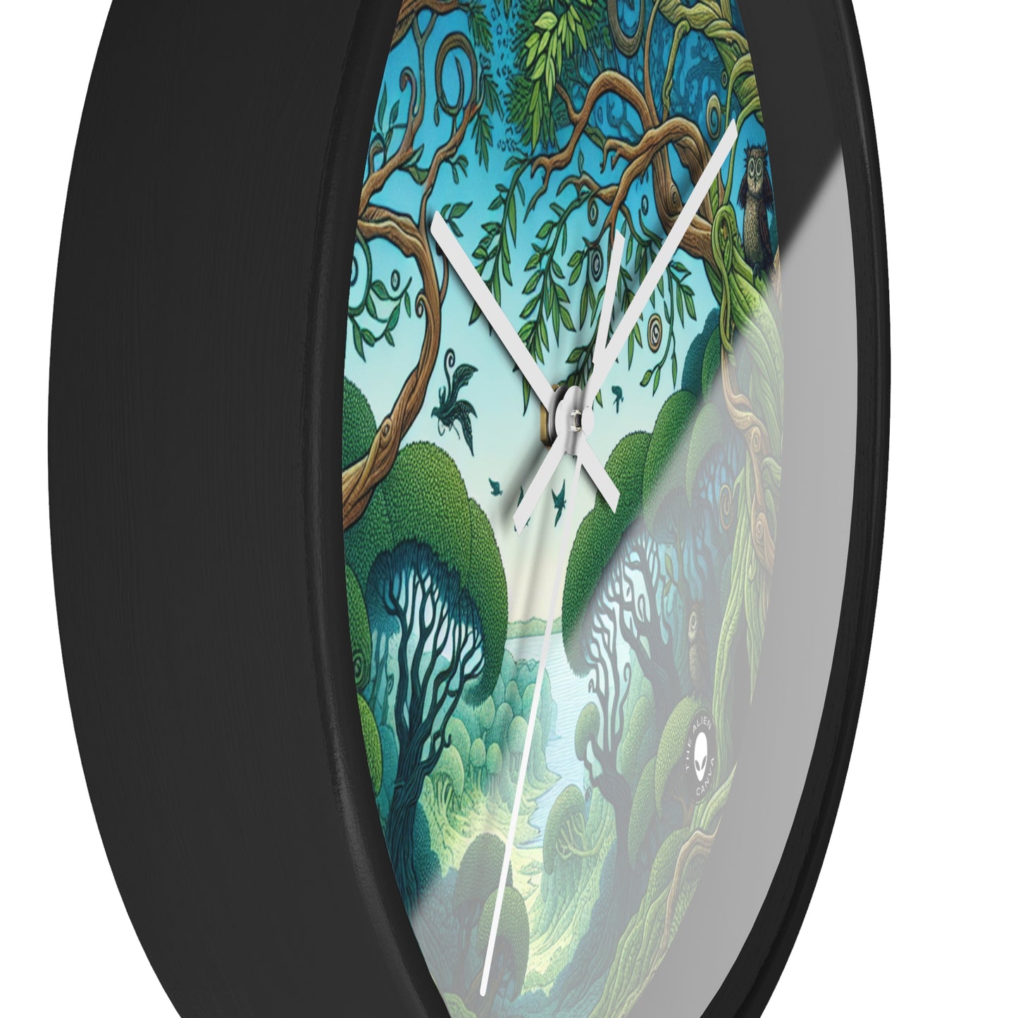 "Enchanted Woodland: Where Trees Dance and Creatures Roam" - The Alien Wall Clock