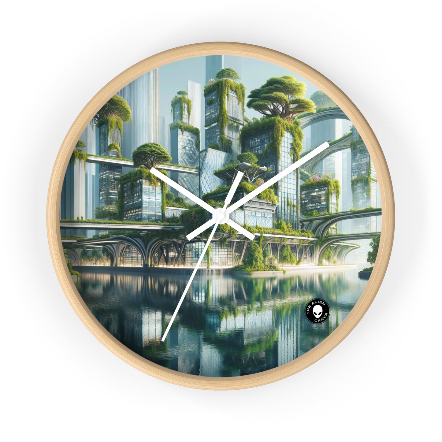 "Nature's Fusion: A Futuristic Cityscape" - The Alien Wall Clock