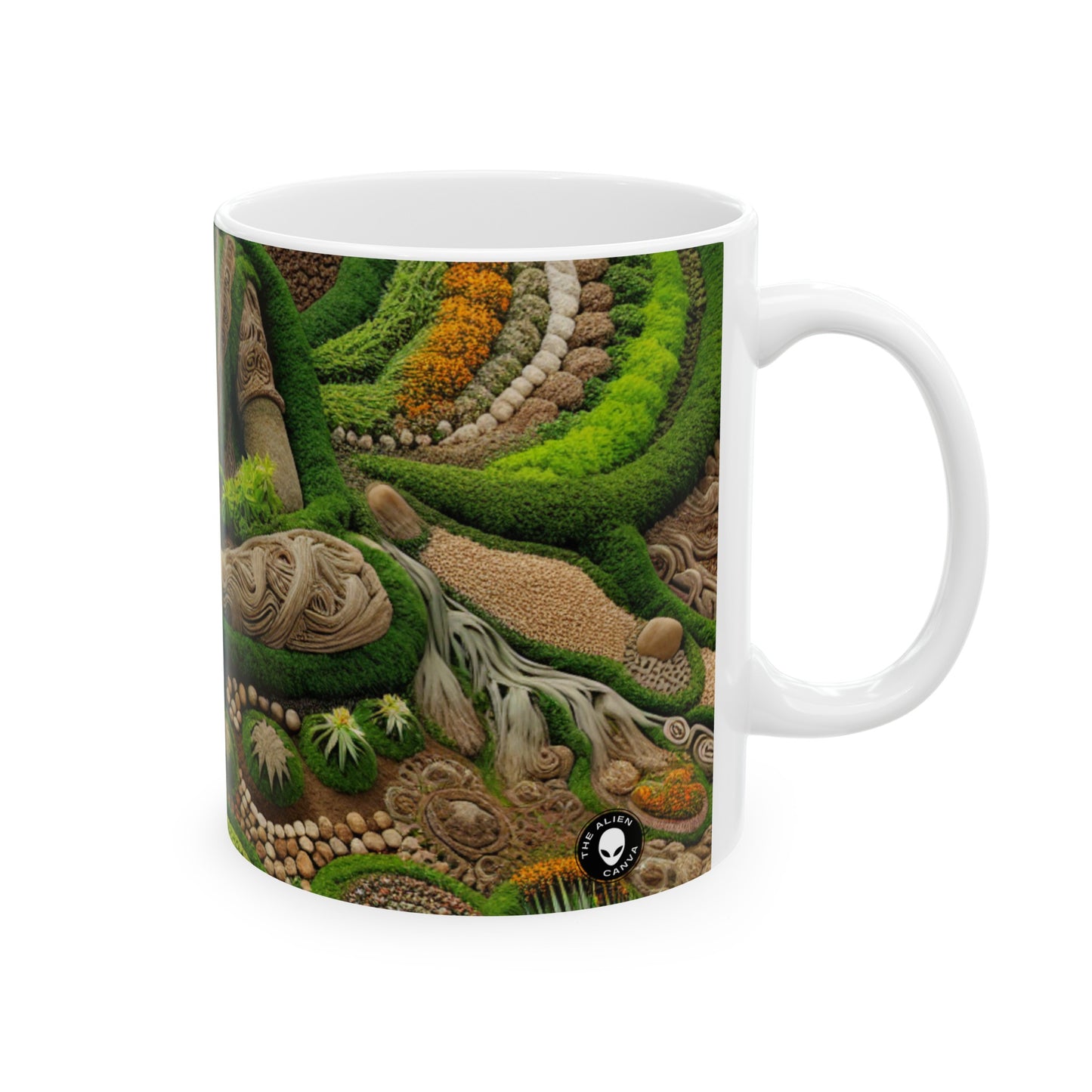 "Forest Mandala: Una armonía de la naturaleza" - La taza de cerámica alienígena 11oz Earth Art