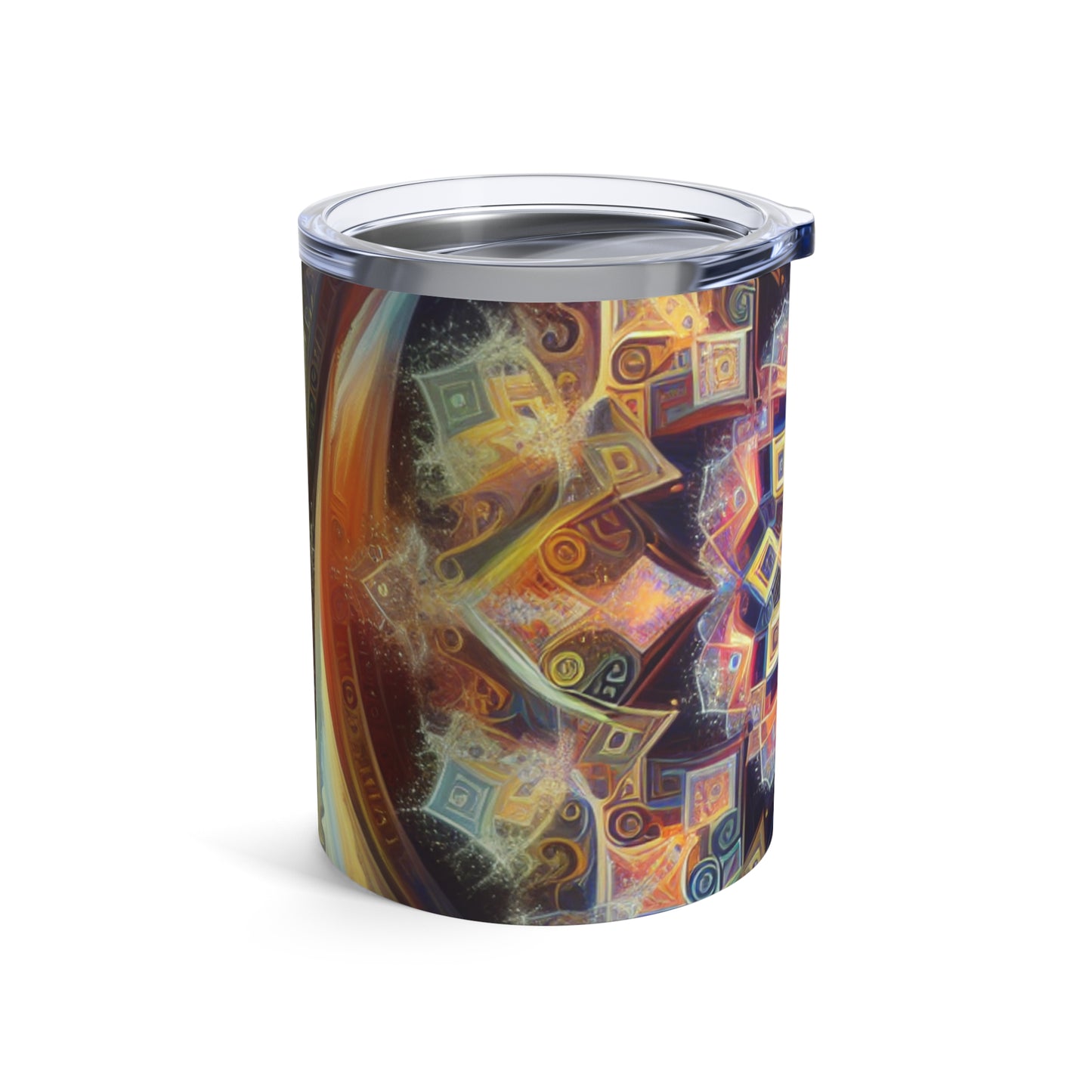 "Mandala dinámico: una pintura geométrica vibrante" - Vaso Alien de 10 oz