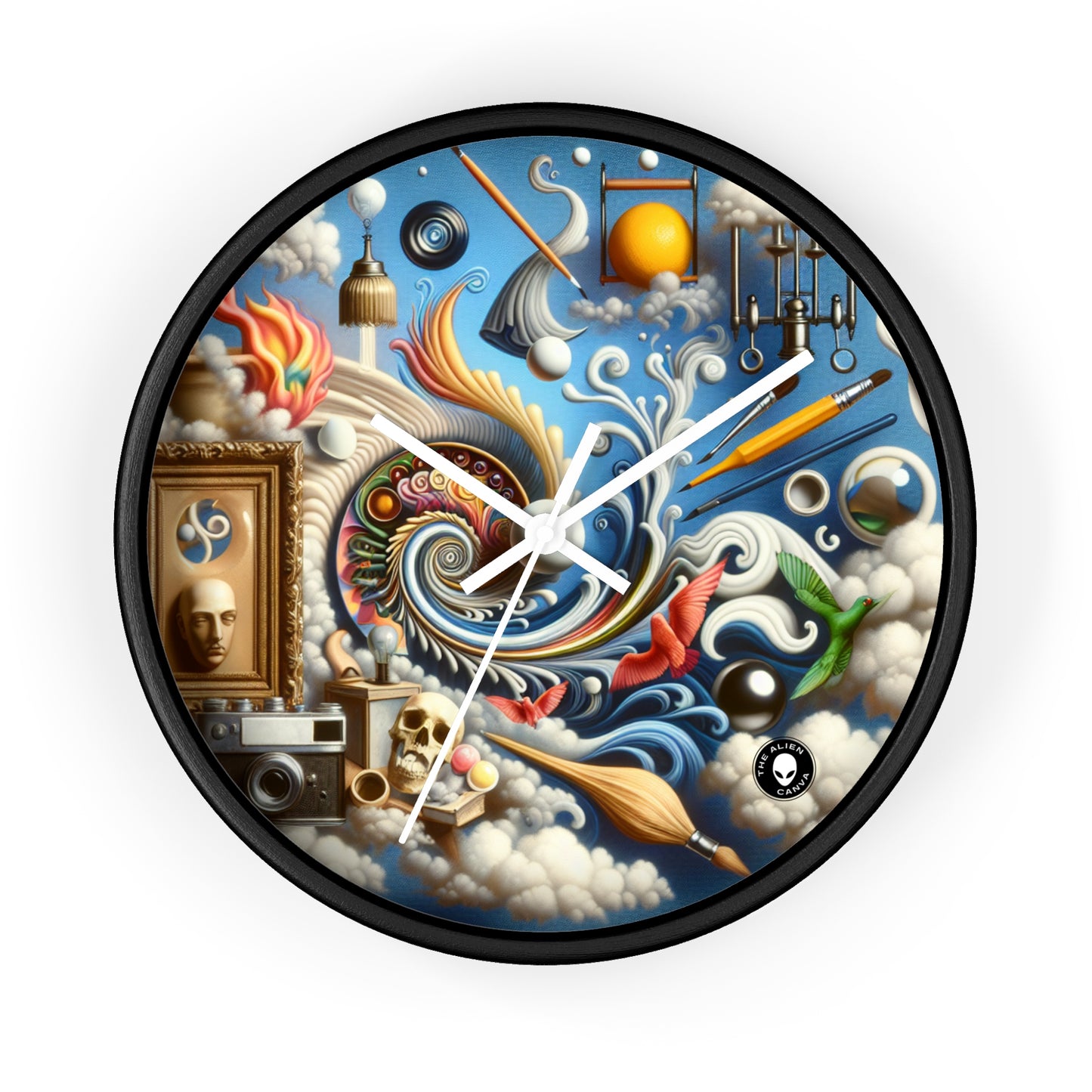 "Temporal Meltdown: Surreal Landscape" - The Alien Wall Clock Surrealism