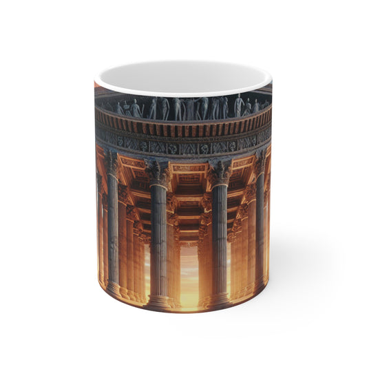 "Warm Glow of the Grecian Temple" - The Alien Ceramic Mug 11oz Neoclassicism Style