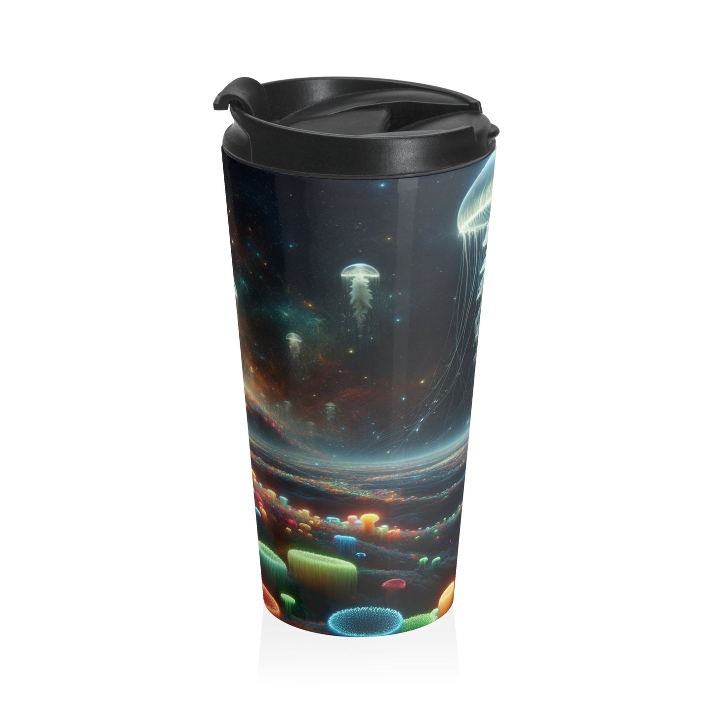 Paisaje onírico de medusas: taza de viaje de acero inoxidable de The Alien