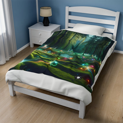 - Crystal-Enchanted Forest: A Tapestry of Light - The Alien Velveteen Plush Blanket