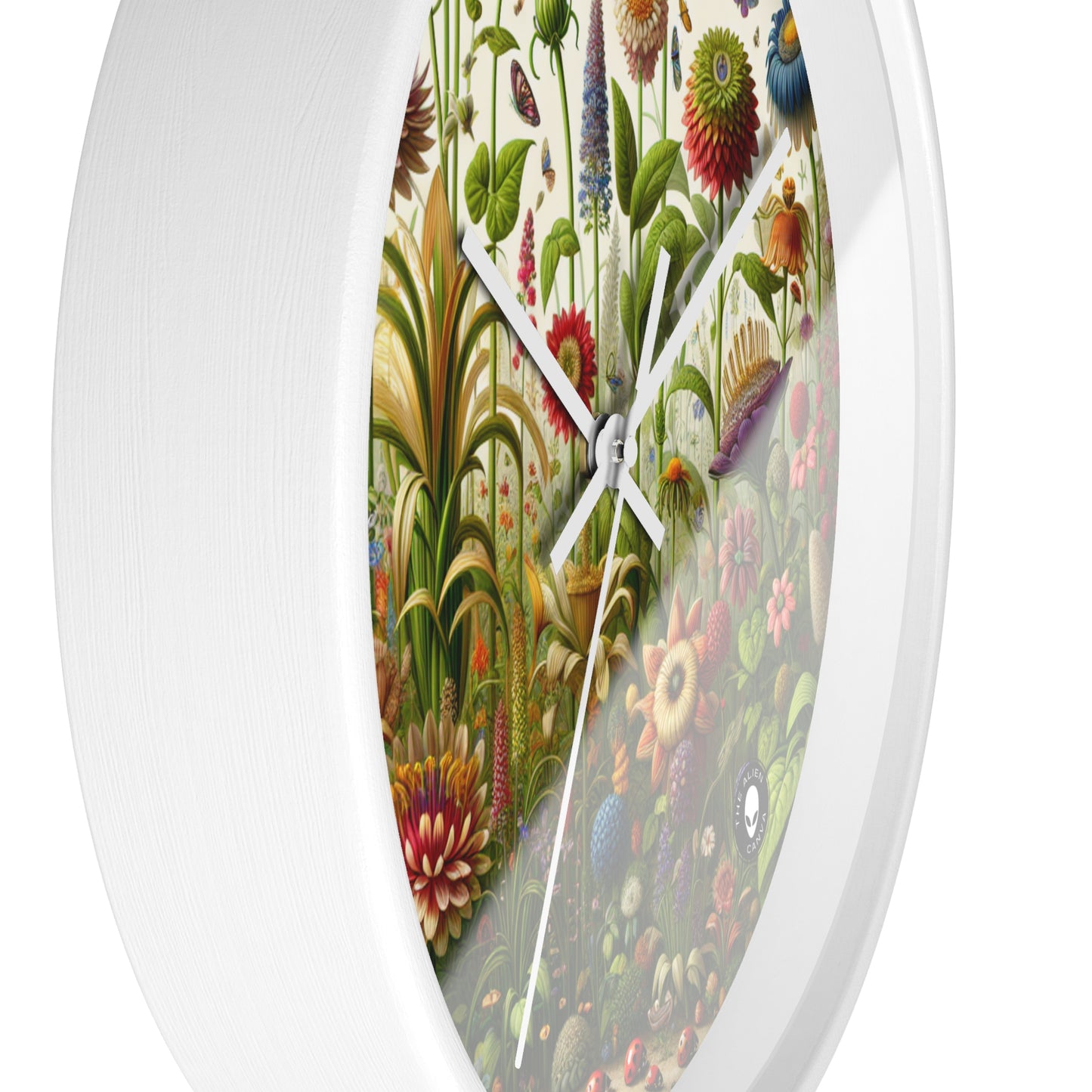 "Enchanted Garden: A Whimsical Scene" - The Alien Wall Clock