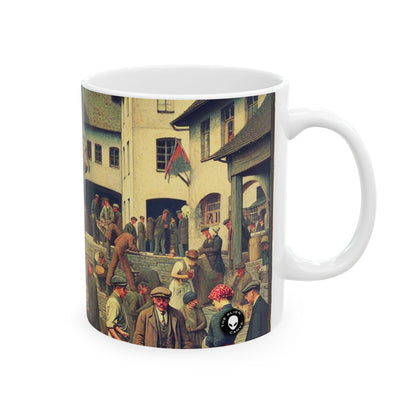 "Community Clean-Up: Restoring Urban Beauty Together" - The Alien Ceramic Mug 11oz Social Realism