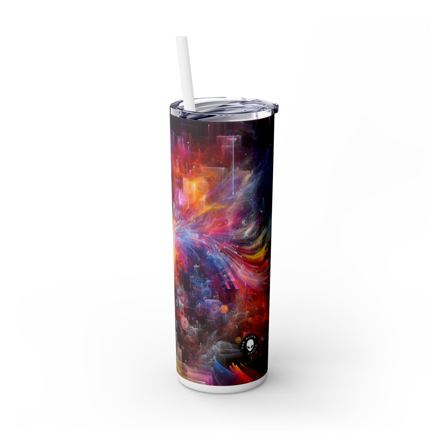 "Chromatic Sundown: Time-Lapse Sky Art" - The Alien Maars® Skinny Tumbler with Straw 20oz Video Art