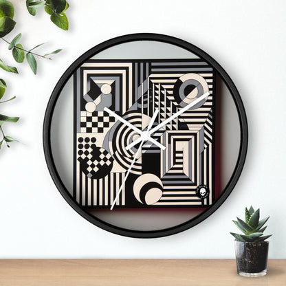 "Mesmerize: Geometría Op Art audaz en blanco y negro" - The Alien Wall Clock Op Art