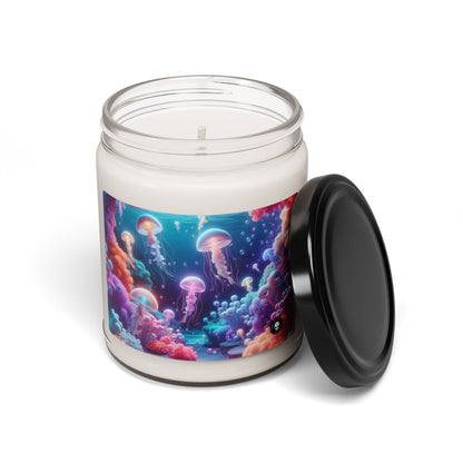 Enchanting Underwater Realm: Glowing Jellyfish and Curious Octopus - The Alien Scented Soy Candle 9oz