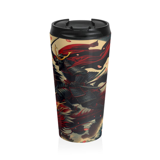 "Storming into Battle: A Samurai's Tale" - The Alien Stainless Steel Travel Mug Ukiyo-e (Japanese Woodblock Printing) Style