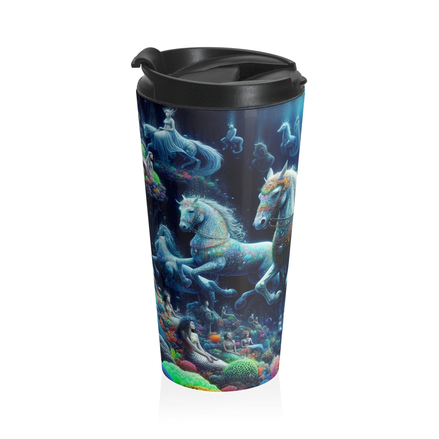 "Enchanted Underwater Realm: Mermaids and Seahorses" - The Alien Stainless Steel Travel Mug