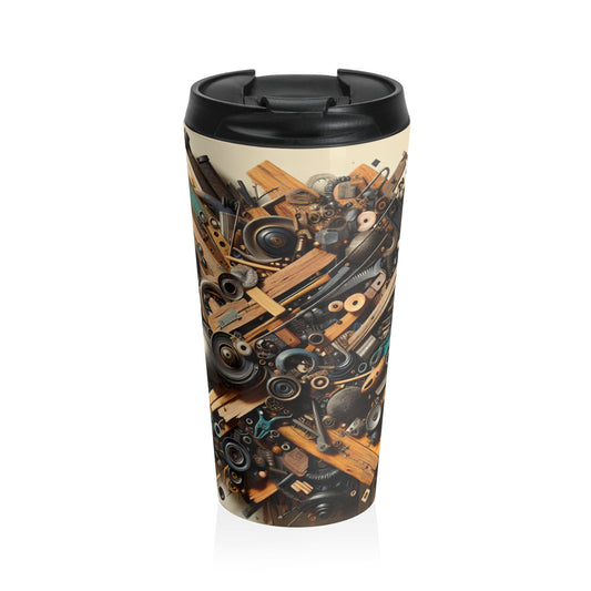 "Nature's Harmony: Assemblage Art with Found Objects" - The Alien Stainless Steel Travel Mug Assemblage Art