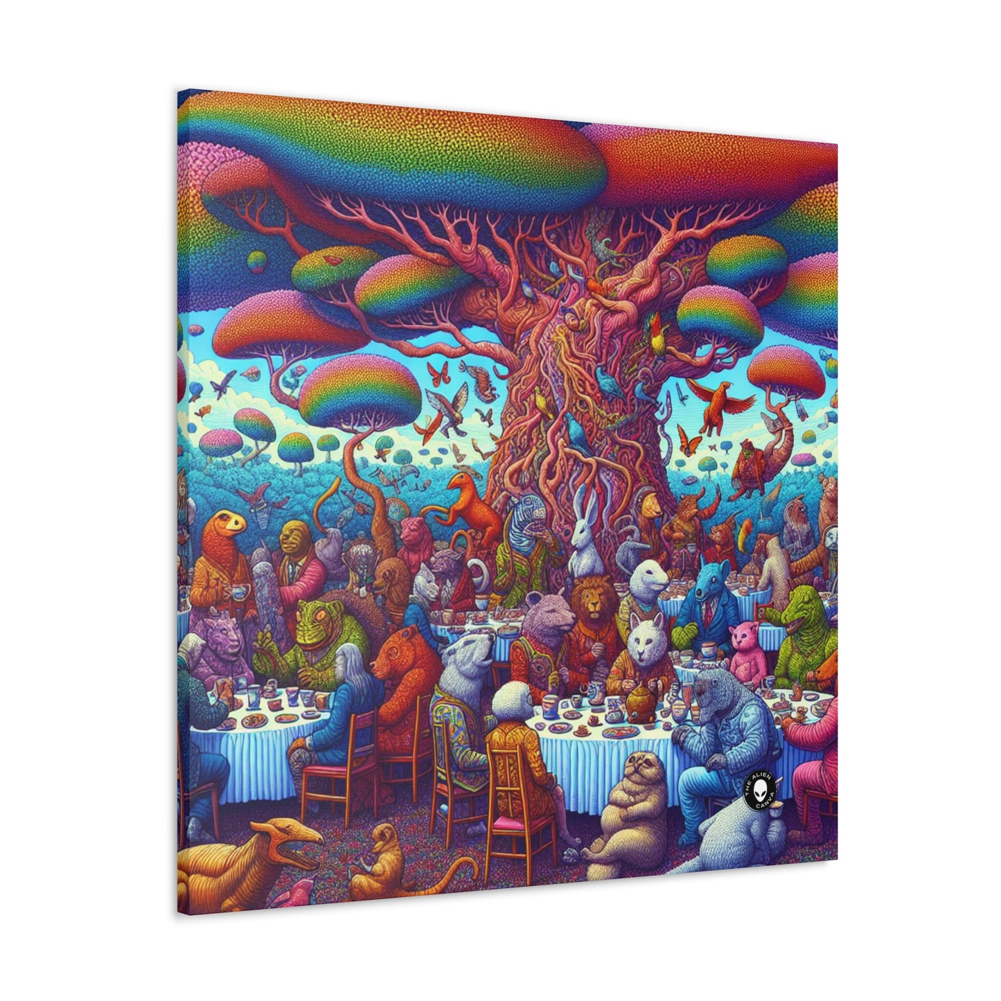 "Animal Tea Party in a Rainbow Wonderland" - The Alien Canva