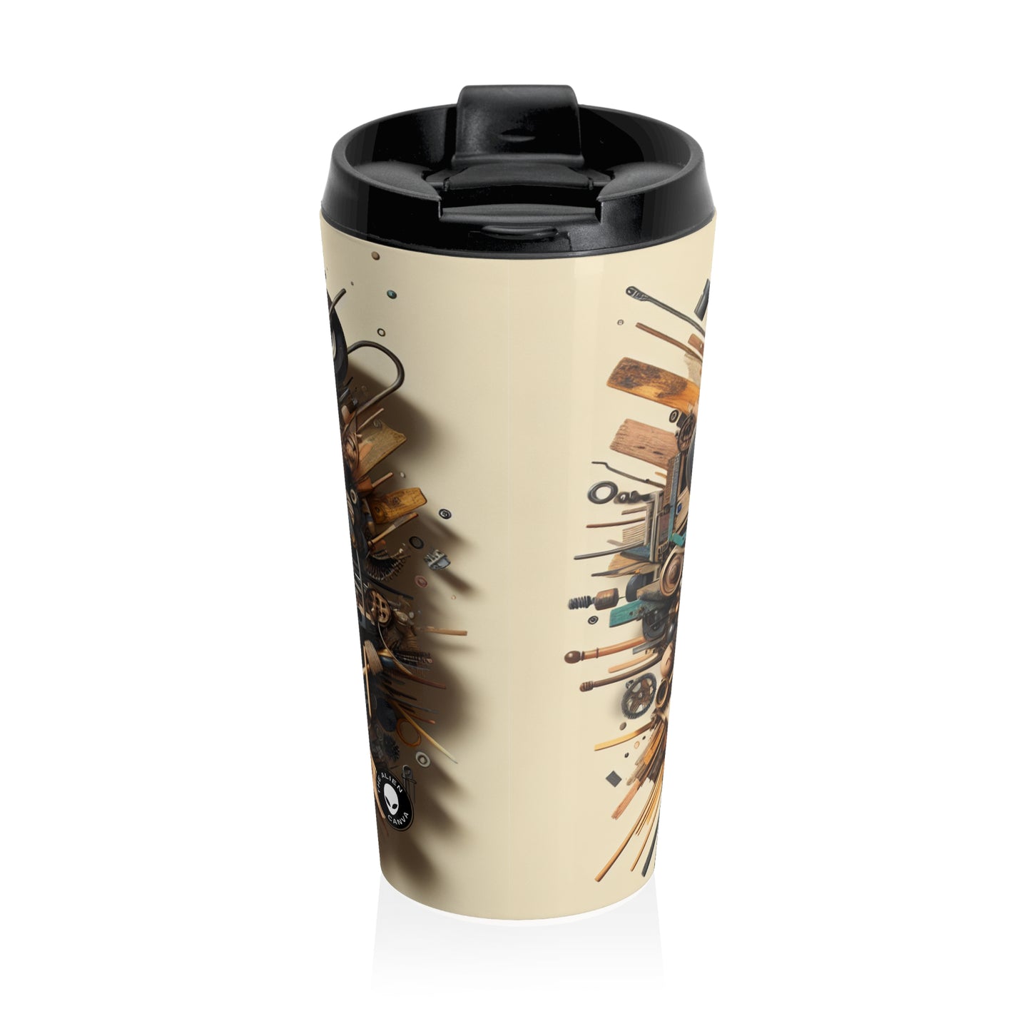 "Nature's Harmony: Assemblage Art with Found Objects" - The Alien Stainless Steel Travel Mug Assemblage Art