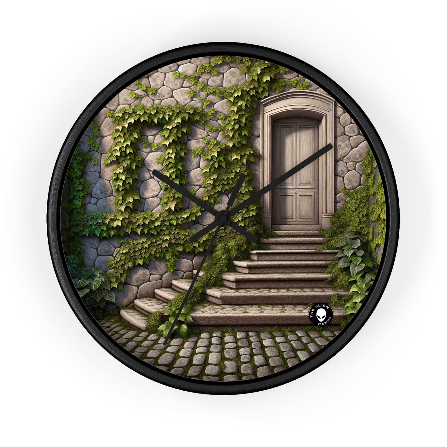 "Trompe-L'oeil Ivy Wall" - The Alien Wall Clock Trompe-l'oeil