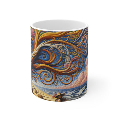 "Oasis Illusion: An Immersive Hyperrealistic Experience" - The Alien Ceramic Mug 11oz Hyperrealism