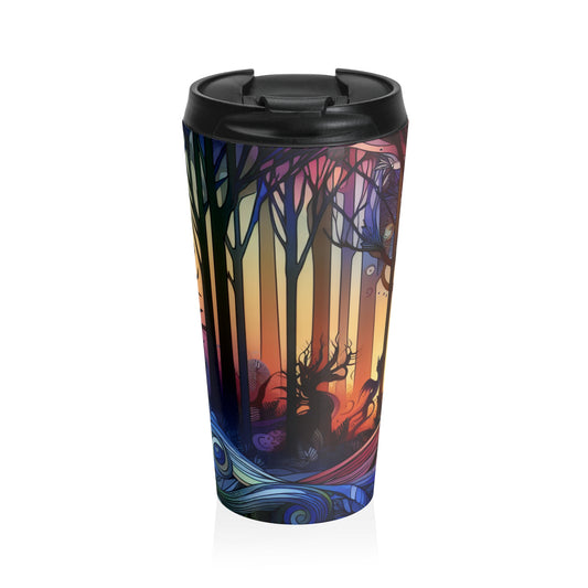 "Crepúsculo místico: criaturas en el bosque" - Taza de viaje de acero inoxidable de The Alien