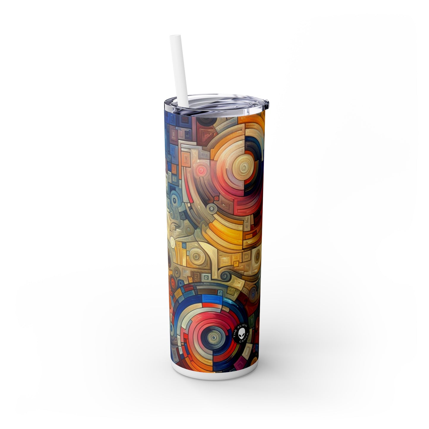 "Night City Rhythms: An Abstract Urban Exploration" - The Alien Maars® Skinny Tumbler with Straw 20oz Abstract Art