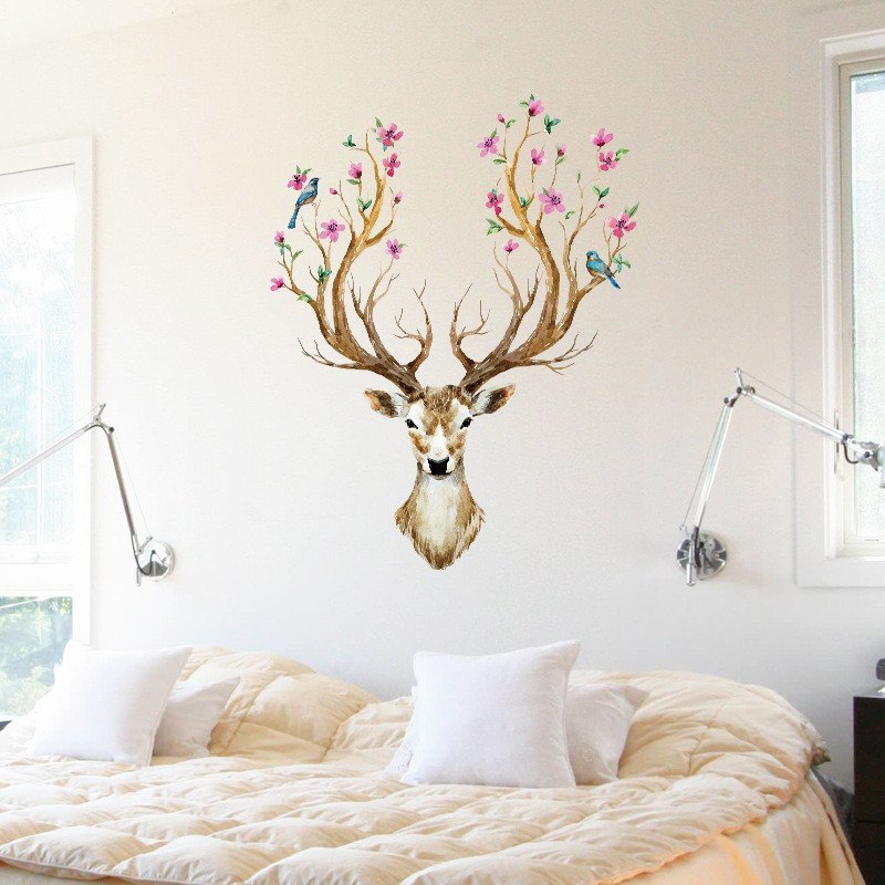 Sika Deer-pegatinas de pared DIY, decoración de pared, calcomanías artísticas para habitaciones de niños, dormitorio, sala de estar, póster de estilo europeo, pegatina de pared única