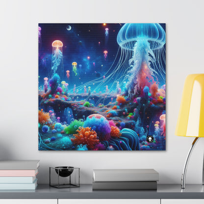 "Fantasía de medusas de neón: una odisea submarina surrealista" - The Alien Canva