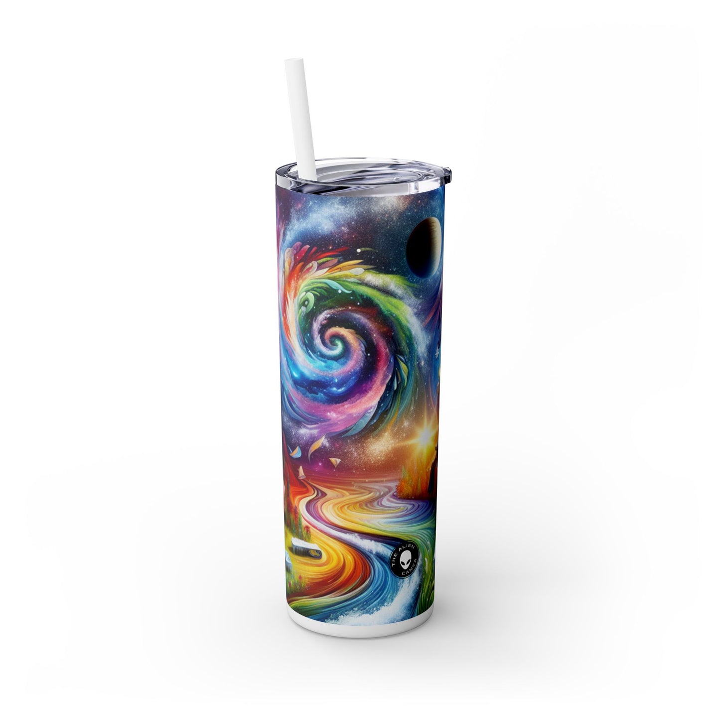 "Chronicles of Change: A Timeless Tapestry" - The Alien Maars® Skinny Tumbler with Straw 20oz