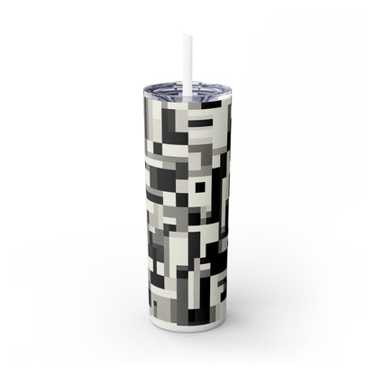 "Cityscape in Analytical Cubism" - The Alien Maars® Skinny Tumbler with Straw 20oz Analytical Cubism