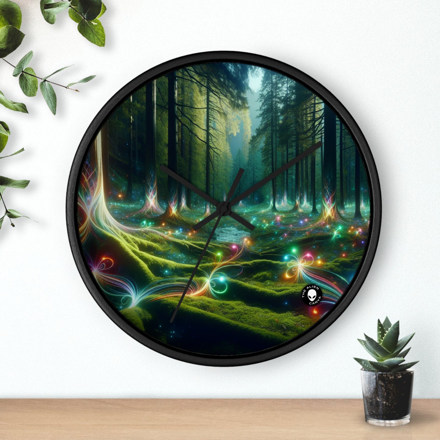 - Crystal-Enchanted Forest: A Tapestry of Light - The Alien Wall Clock