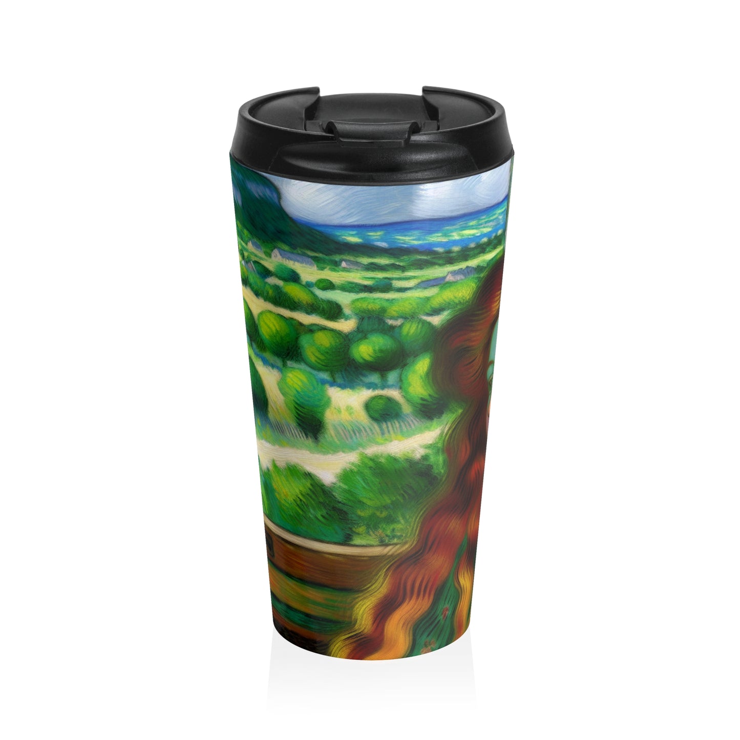 "French Countryside Escape" - Taza de viaje de acero inoxidable estilo postimpresionista The Alien