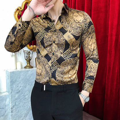 Printed men's long sleeve shirt