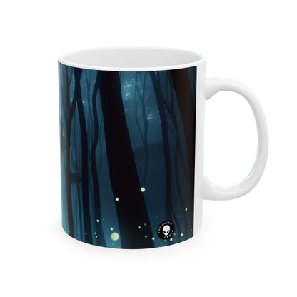 « Guidé par des lucioles : le spectacle de lumière secret d'une forêt » - Tasse en céramique Alien 11 oz