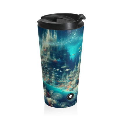 "Paisaje onírico de las profundidades marinas": taza de viaje de acero inoxidable de The Alien