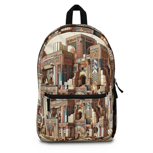 "Deco Ruins: Geometric Art in an Ancient Setting" - The Alien Backpack Art Deco Style